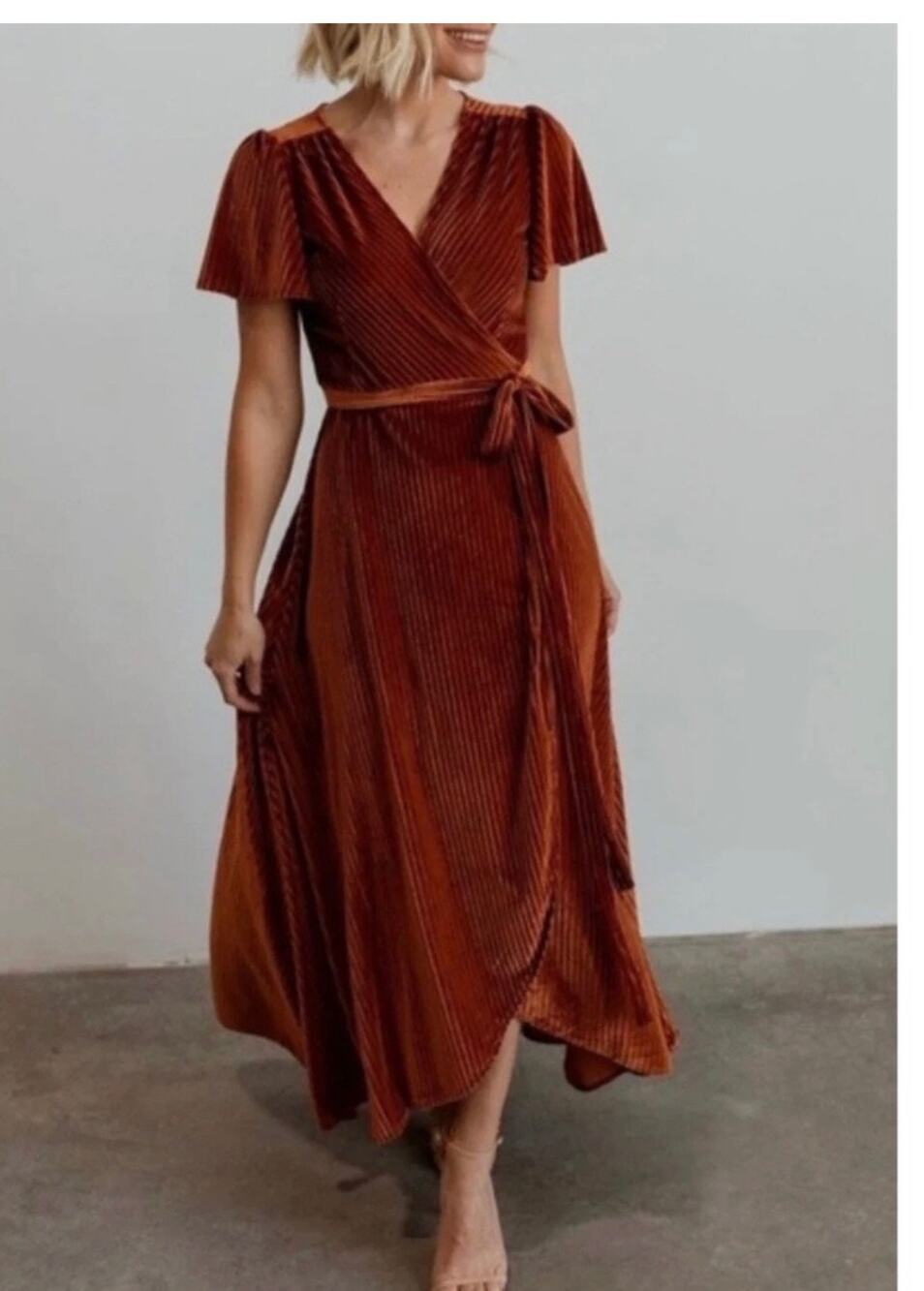 Baltic Born Andi Ribbed Velvet Wrap Maxi Dress